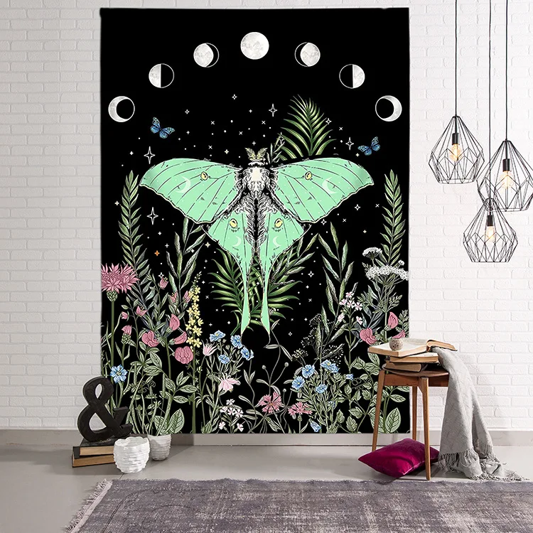 

Бабочка Луна искусственные богемные Цветочные растения эстетические настенные подвесные гобелены для декора бохо