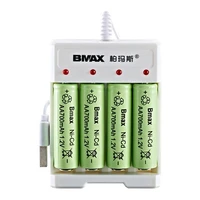 bmax led display smart indepengdent usb coble rapid charger 4 pcs aa lifepo4 battery for 3 2v 10440 14500 aa aaa battery