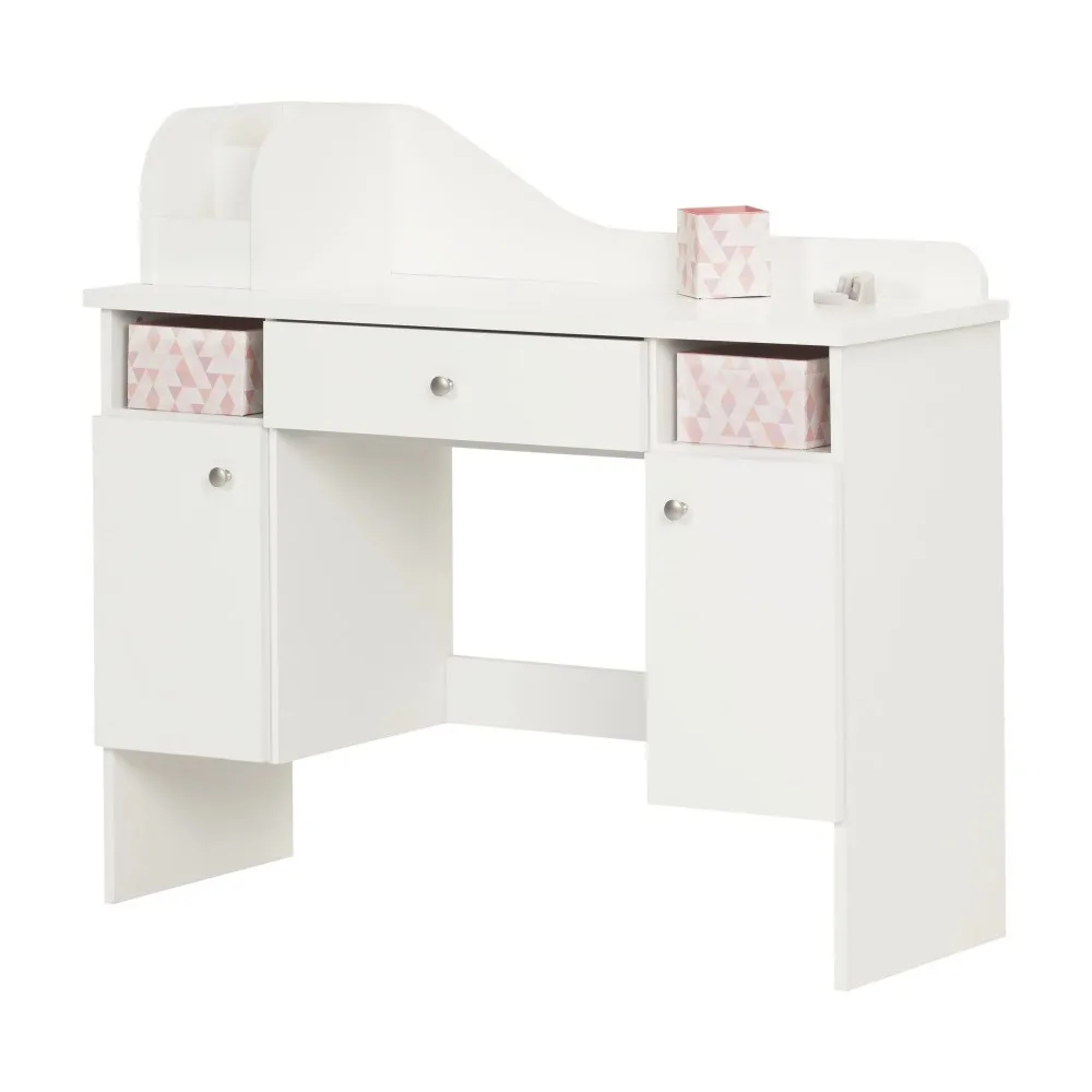 

South Shore Vito Contemporary 2-Door Makeup Desk with Baskets, White