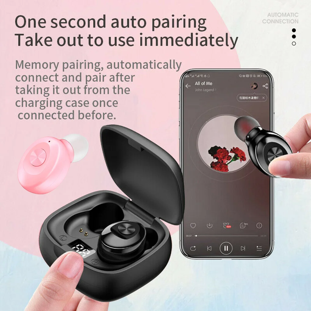 

Миниатюрные беспроводные наушники Bluetooth 5,0, стерео наушники-вкладыши, IPX5 водонепроницаемые спортивные наушники с цифровым дисплеем и заряд...