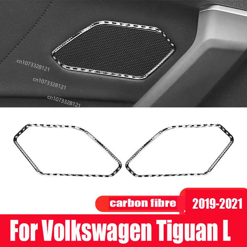 

For Volkswagen Tiguan L 2019-2021 Retrofitting Parts Carbon Fibre Rear Door Horn Frame Decorative Sticker Interior Mouldings