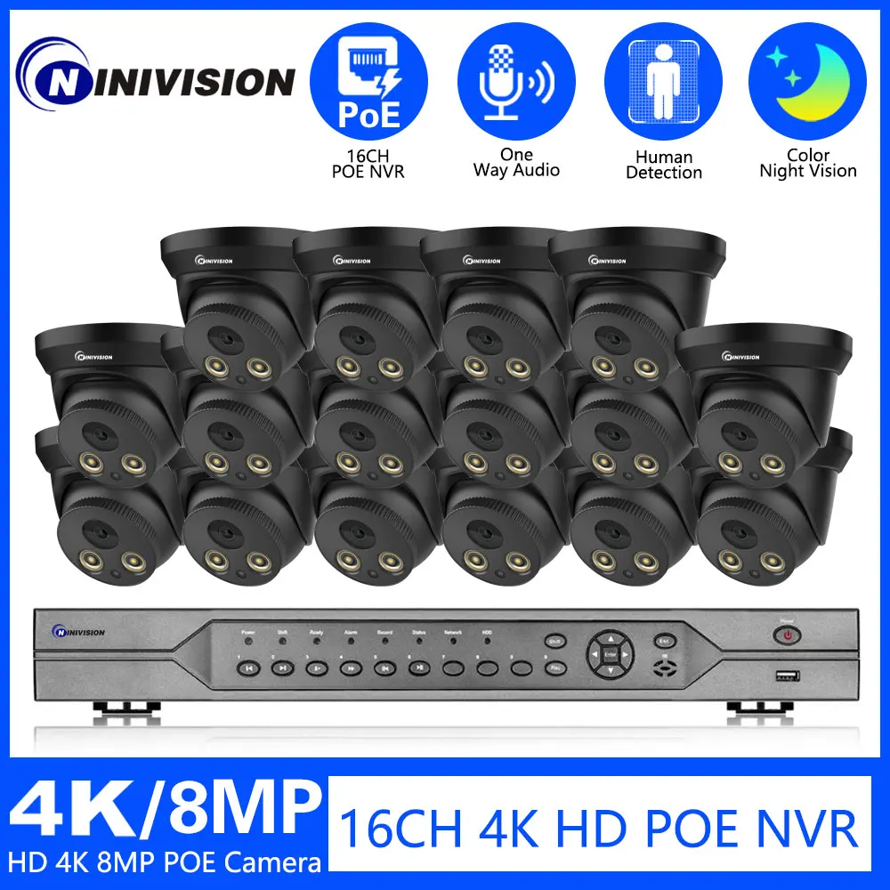 

Система видеонаблюдения NINIVISION, 8 Мп, 4K, POE, 16 каналов