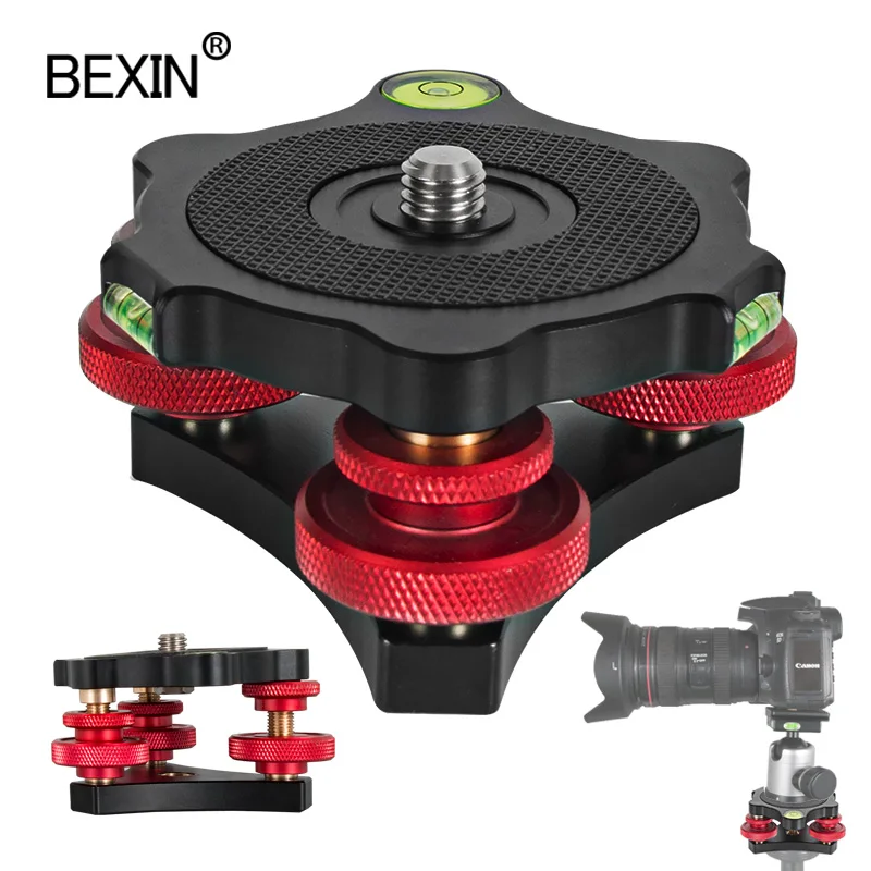 

Tripod Speedy Leveling Base Leveler Adjusting Base Panning Level Plate with Bubble Level for Canon Nikon DSLR Camera Tripod