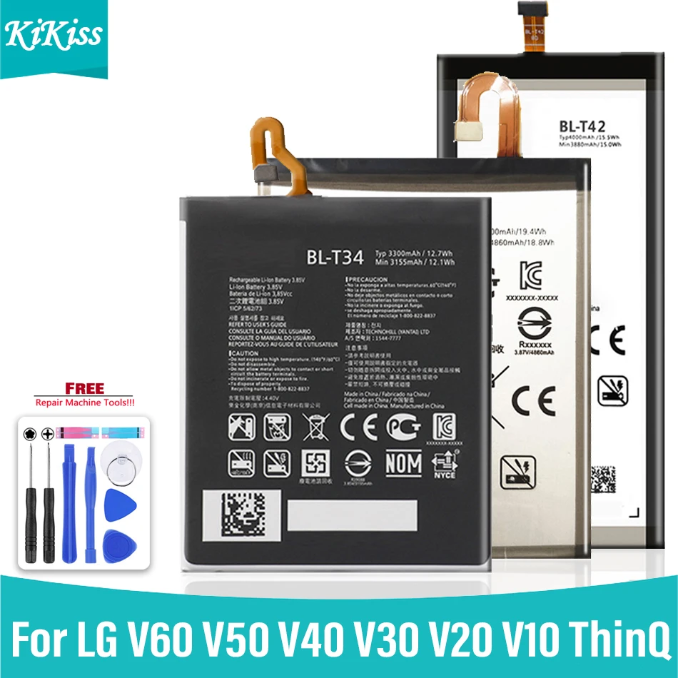 Сменный аккумулятор для мобильных телефонов LG V60 V50 V40 V30 V20 V10 ThinQ 5G ThinQ Q710 H930 H990N H961N LS998 Q8 2018 LM-V500