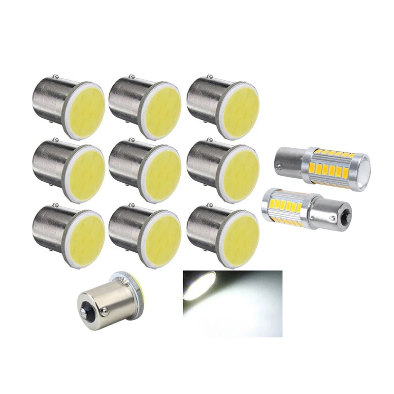 

12 шт., Автомобильные светодиодные лампы 1156PY BAU15S PY21W 33SMD