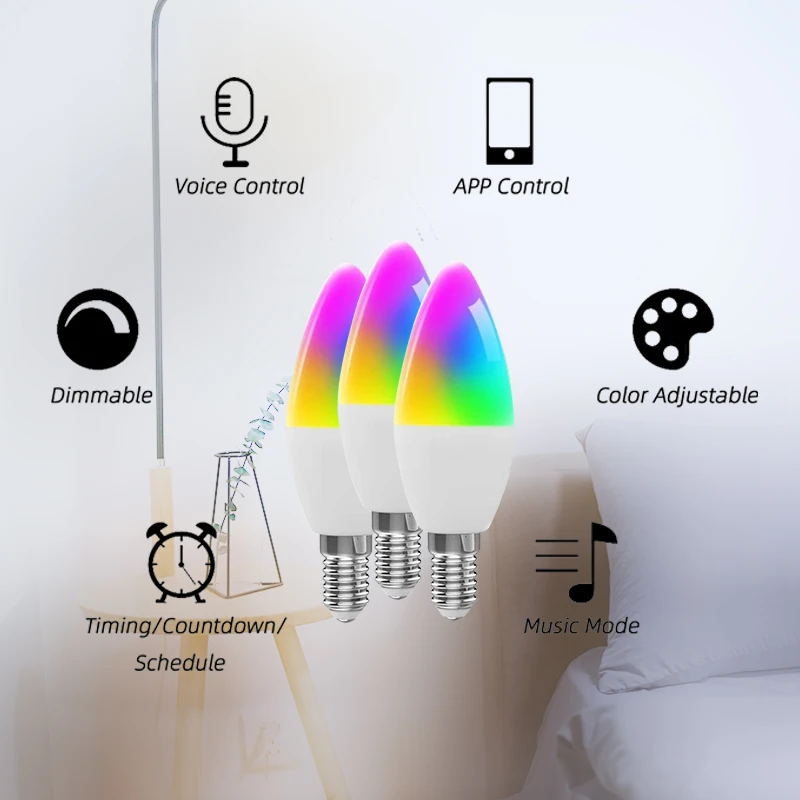 

AIYATO Светодиодная лампа Zigbee 15 Вт E14 RGB CW WW