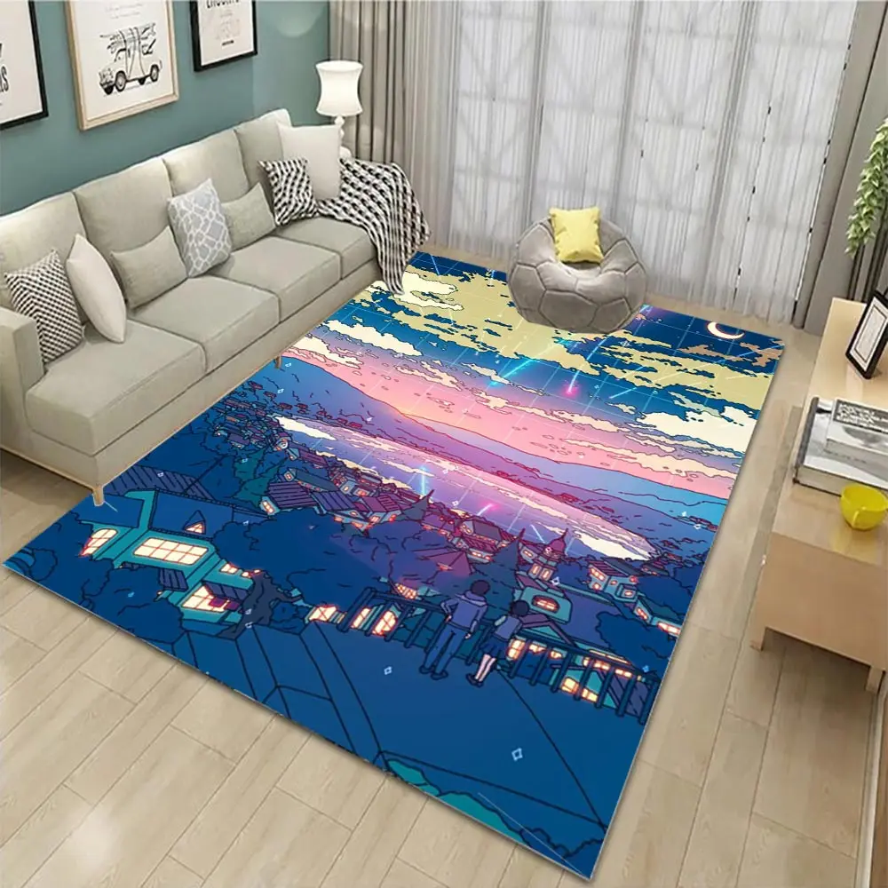 

Коврики в стиле японского аниме для ночной сцены, детский игровой напольный коврик, Современный домашний декор для гостиной, моющийся напольный коврик