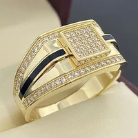 gold black stripe inlaid zircon mens oil drip ring new fashion temperament anniversary celebration motocycle ring