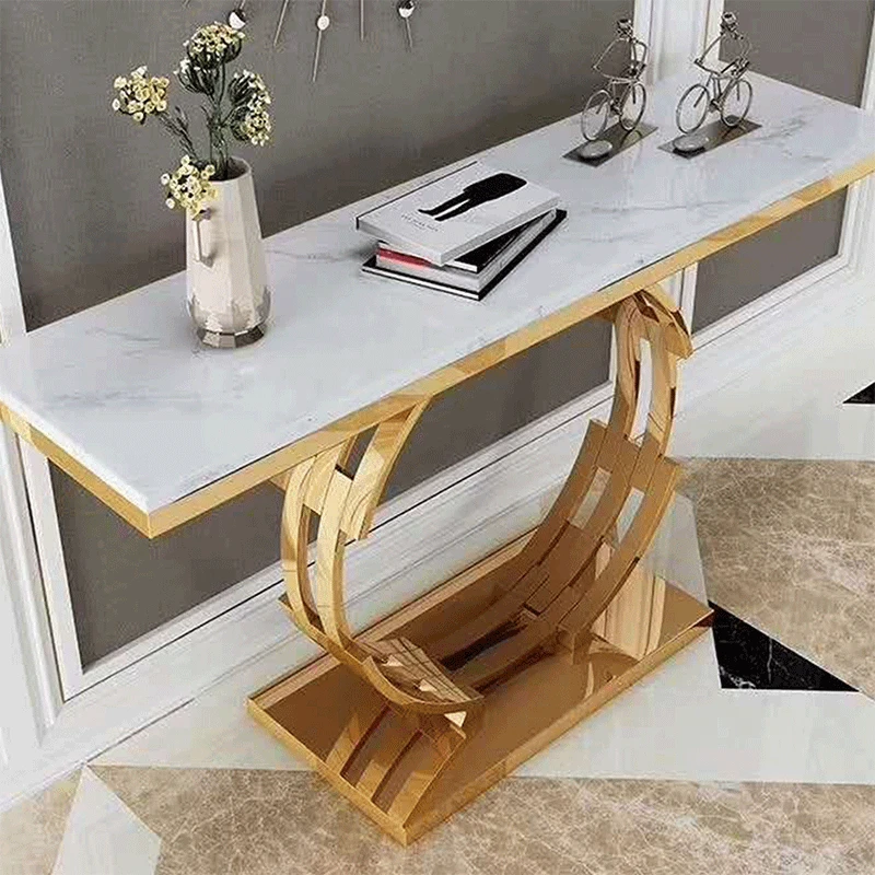

Wholesale Modern Minimalist Hotel Side View Console Porch Table Console Foyer Corridor Console Tables Marble Home with Storage