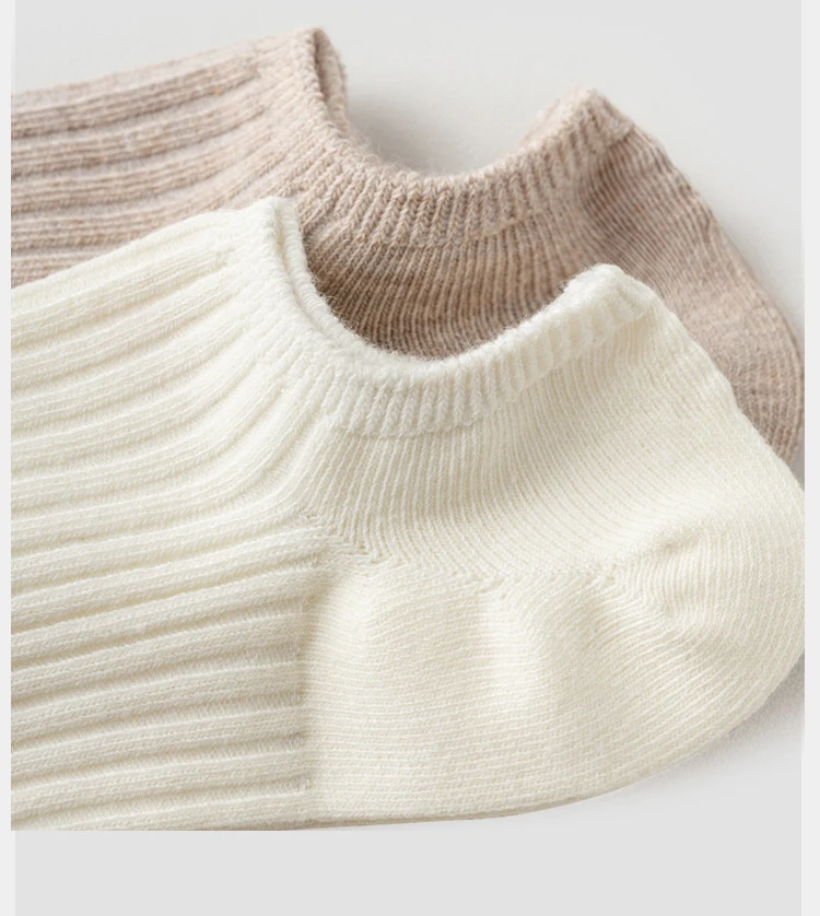 10 PCS combed cotton black white solid No-show socks for women simple high-quality double needle summer thin invisible low socks