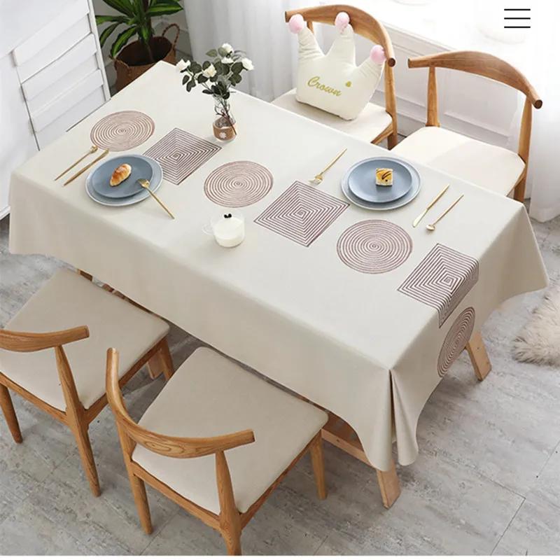 

Table cloth waterproof, anti scald, anti oil, and self-cleaning PVC coffee table mat rectangular light luxury tablecloth