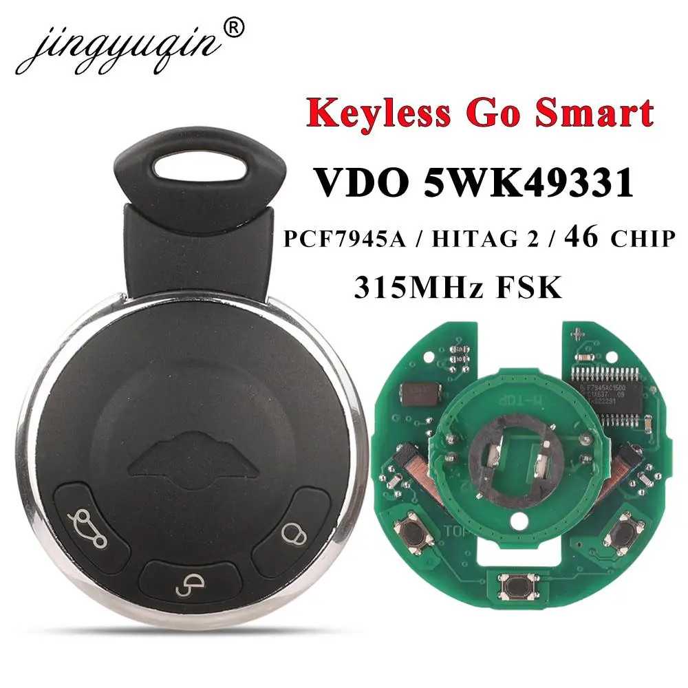 

jingyuqin Smart Keyless Go 5WK49331 315MHZ ID46 Chip Remote Car Key for BMW MINI Cooper Cabrio Clubman Countryman Coupe Paceman