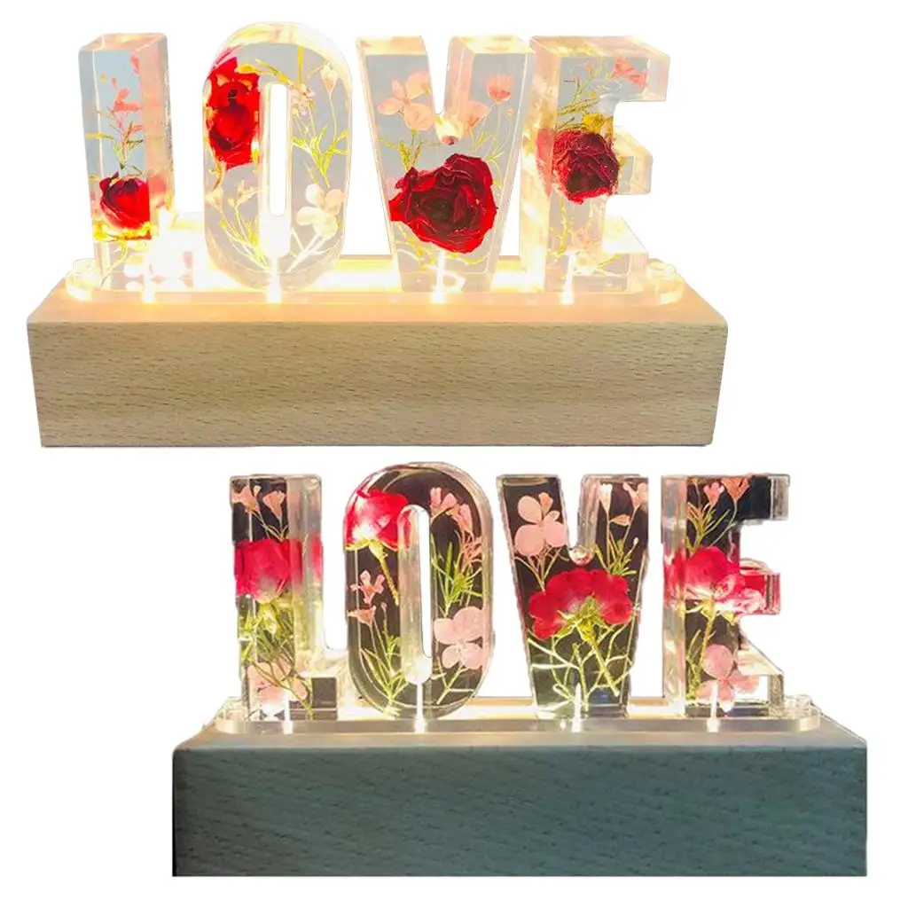 

Eternal Flower USB Power Led Night Light LOVE Letter LED Dried Floral Rose Lamp Lover Wife Girlfriend Gift