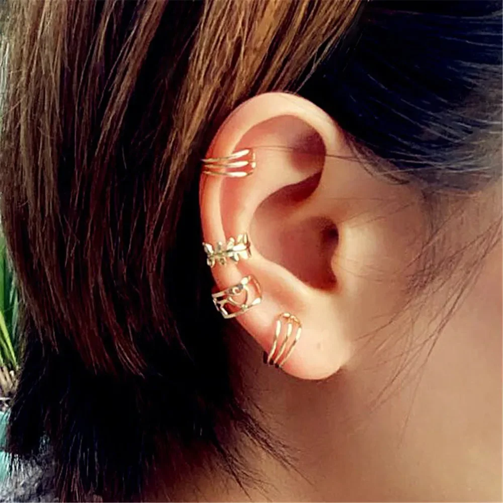 14-каратное позолоченное C-образное зажим для ушей без отверстия уха пряжка