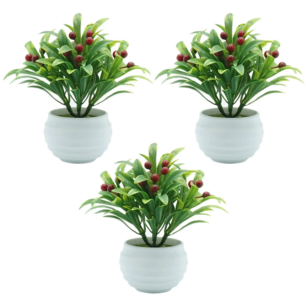 

3 Pcs Desktop Bonsai Artificial Bonsai Fake Plants Potted Statue Decor Artificial Potted Decorate Artificial Plants Potted