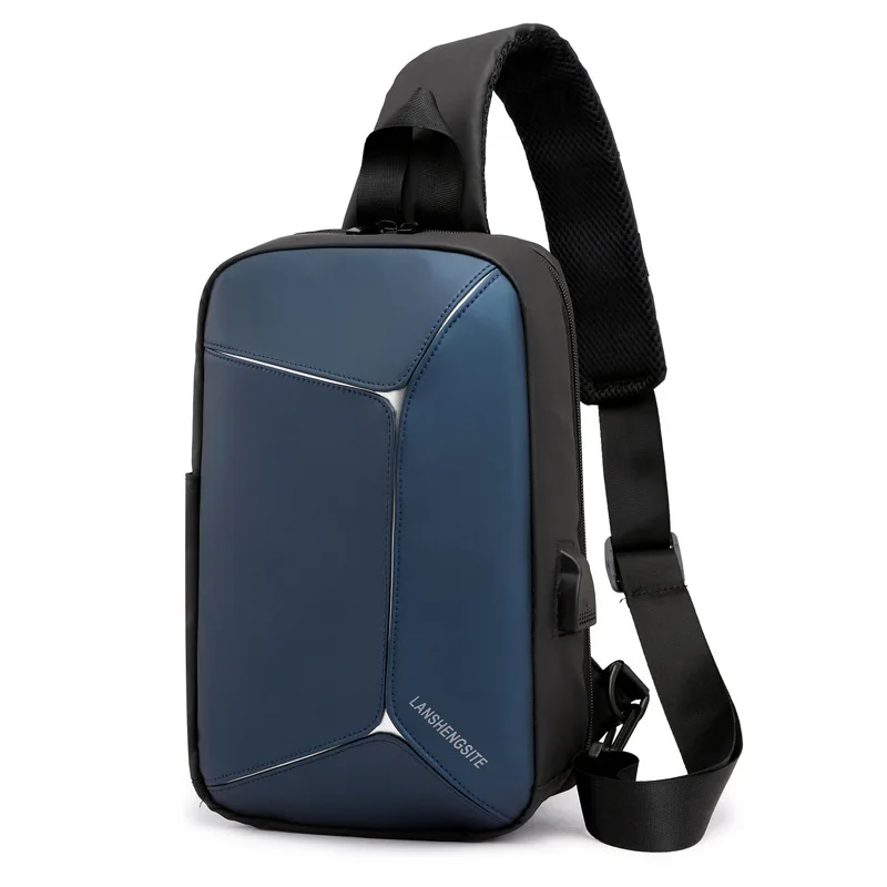 

HOT Crossbody Bag Reflective Shoulder Bag USB Charging Messenger Bags Male Waterproof Travel Bag Short Trip Fashion Chest Bag