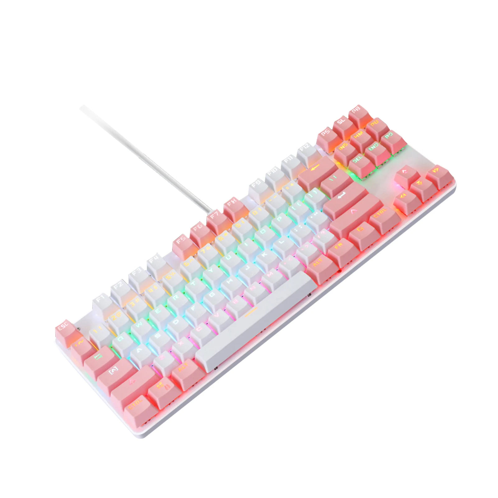 

Ergonomic ABS Office 87 Keys Mechanical Gaming Keyboard Suspended Keycap Waterproof LED Light Up USB Wired Night Durable Home