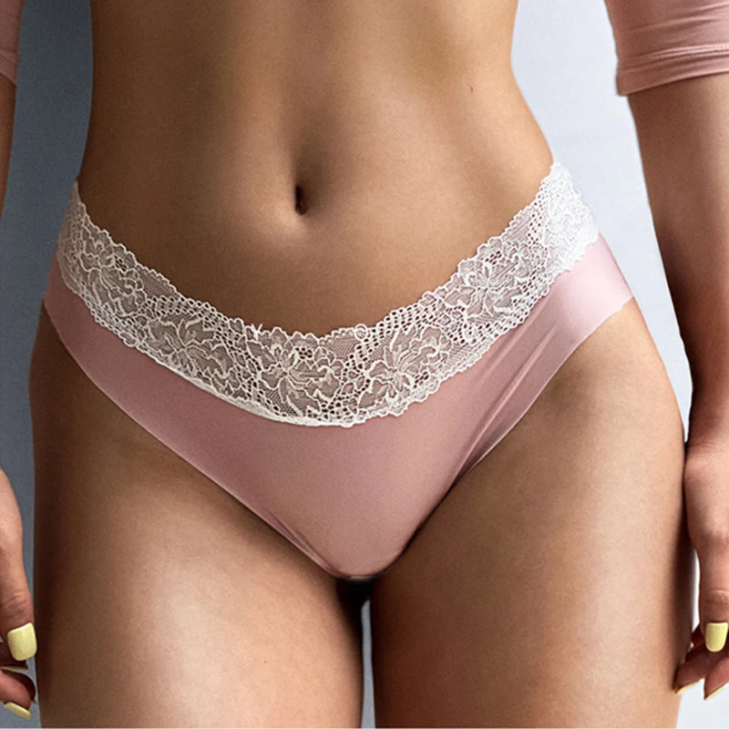 

Трусики женские кружевные бесшовные однотонные с низкой посадкой