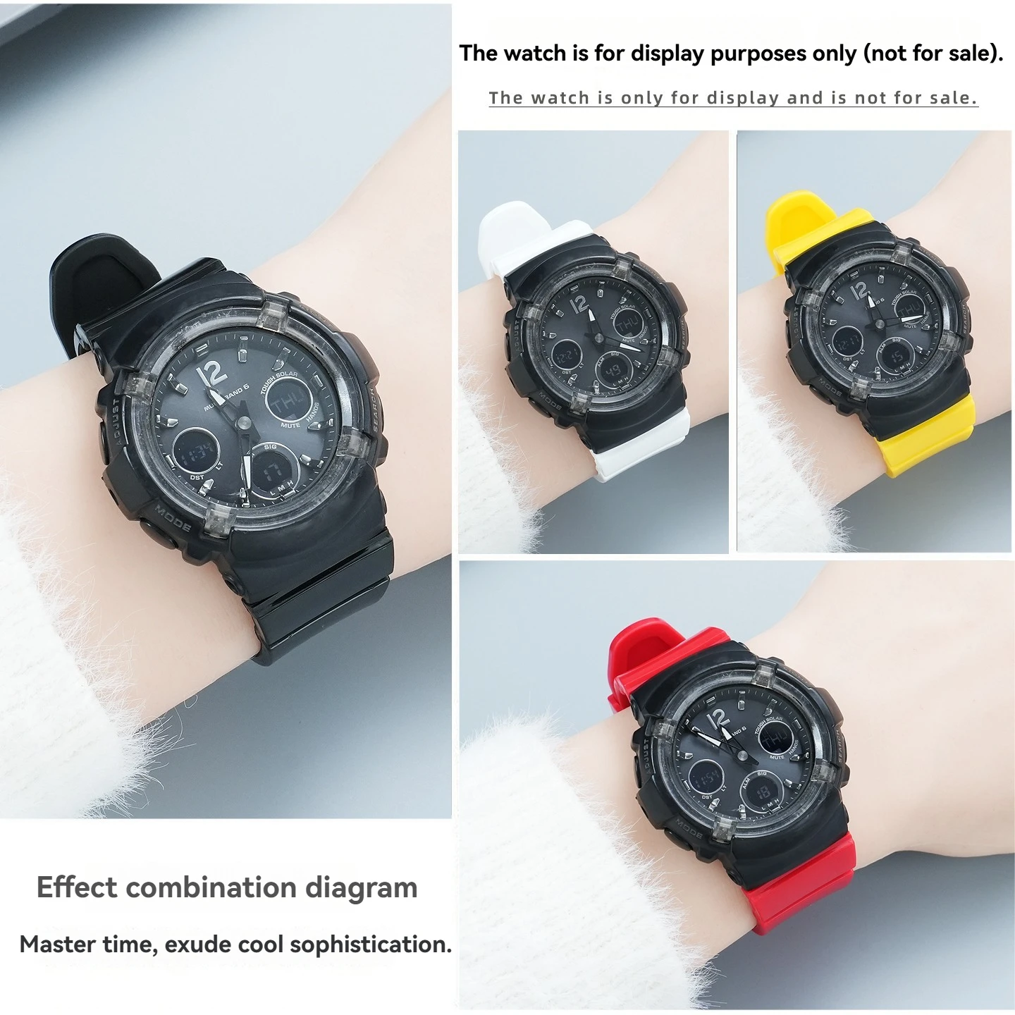 Фото Подходит для часов Casio BABY-G серии BGA-130/GBD-140, 560 цветных силиконовых ремешков из полимерной смолы. №5