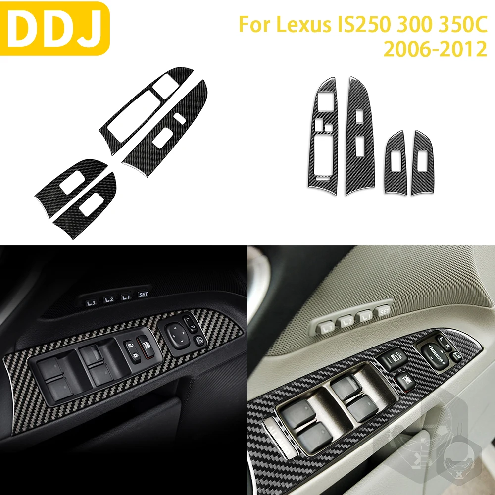 

For Lexus IS250 300 350C 2006-2012 Accessories Car Carbon Fiber Interior Window Lifting Panel Trim Stickers Decoration