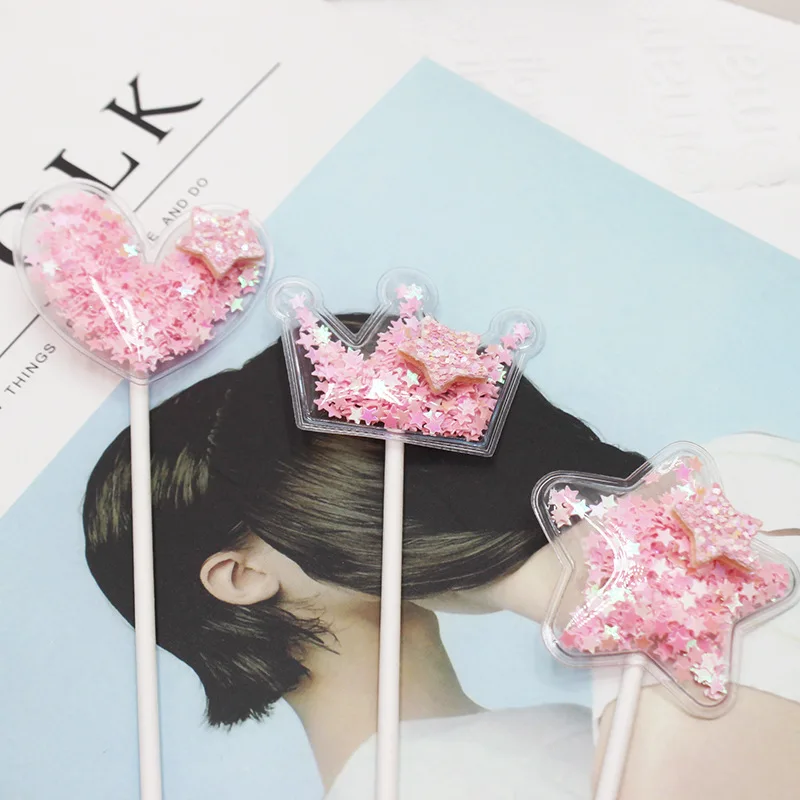 1 шт. торт в форме сердца розовая синяя звезда блестящая пятиконечная Корона