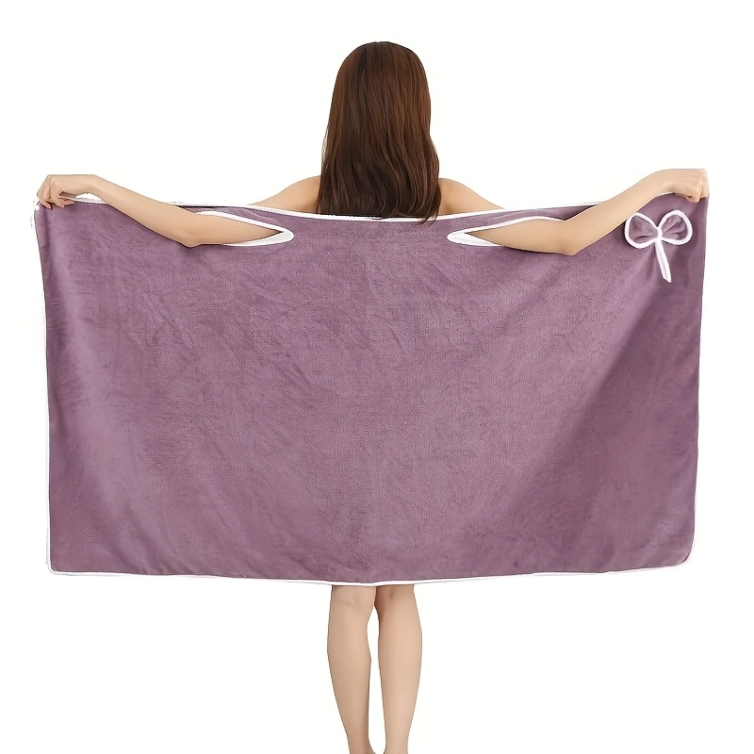 Ultra-Fast Quick Dry Wearable Bath Towel Wrap - Absorbent Soft Microfiber Adjustable Straps Lavender Color