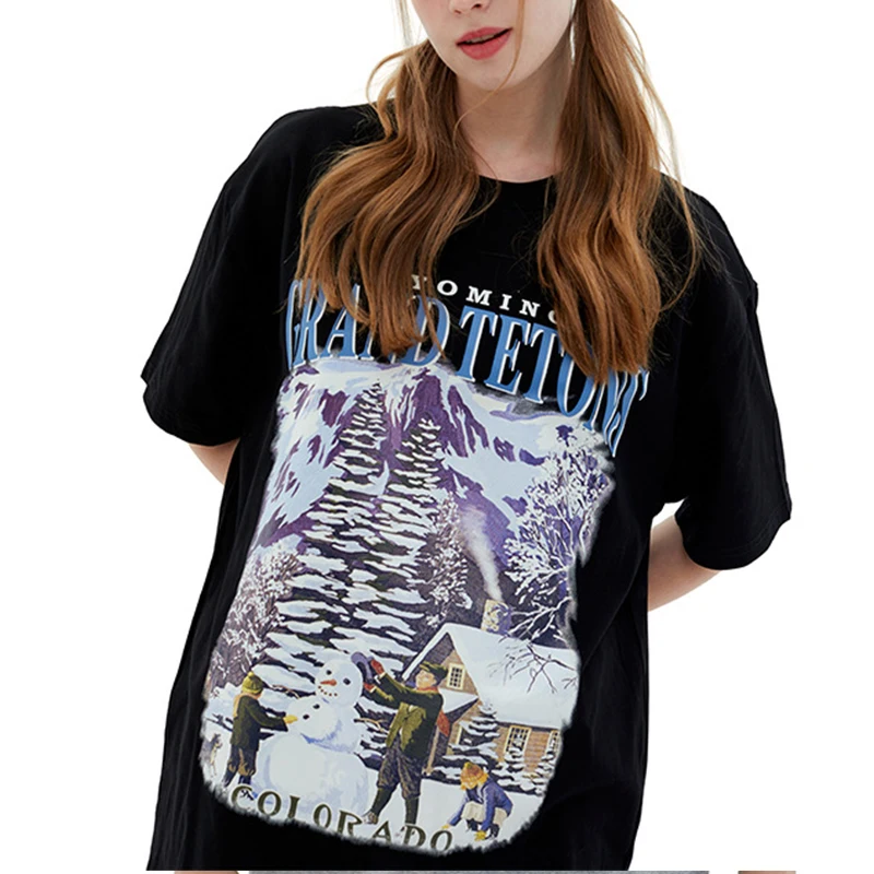 

Футболка Make Snowman Graphic для женщин и мужчин, серая Повседневная футболка из 100% хлопка, Подростковая летняя черная футболка в американском стил...