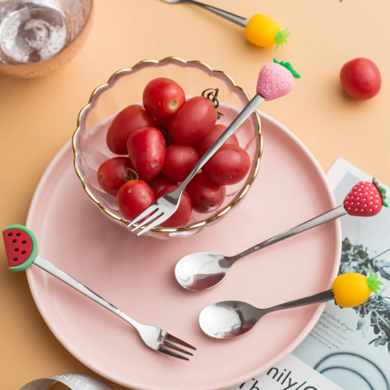 

Kitchen Tool Stainless Steel Fruit Forks For Restaurant Home Party Dinnerware Eat Friut Artifact Cafeteria Lovely Fruit Fork