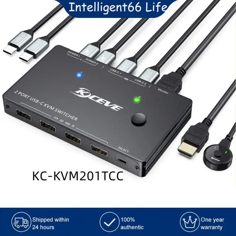 

Portable 2 Port Usb-c Universal No Drive Required -compatible Splitter Practical Durable 4k Switch Type-c Kvm Switch 1pc New