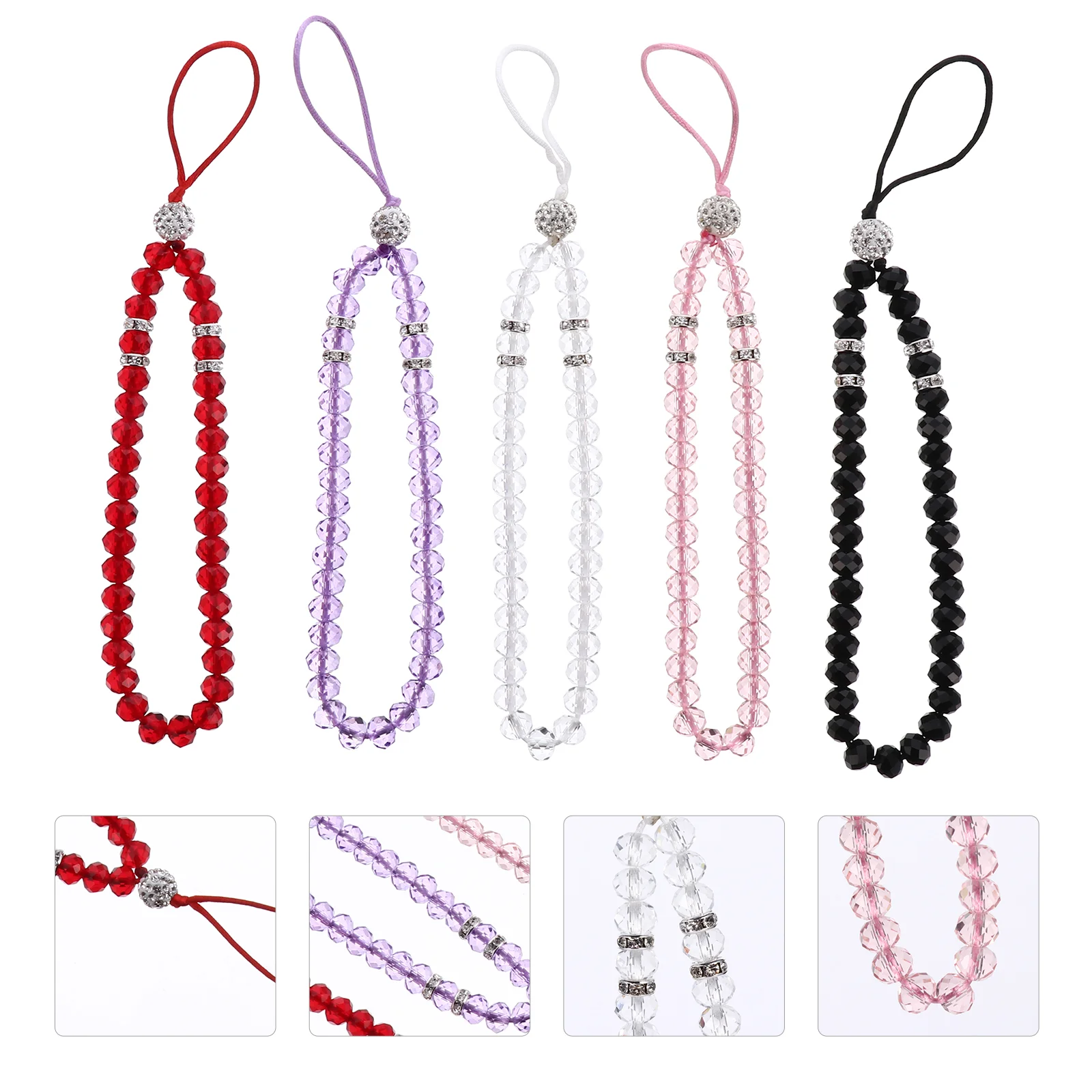 

5pcs Non-slip Fashion Exquisite Crystal Wrist Strap for Decoration Key