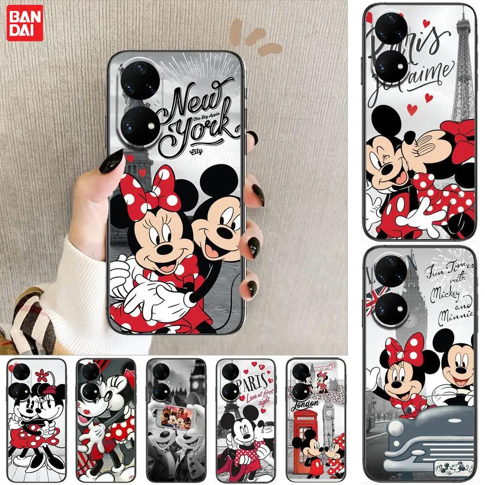 

Mickey and Minnie Phone Case For Huawei p50 P40 p30 P20 10 9 8 Lite E Pro Plus Black Etui Coque Painting Hoesjes comic fas