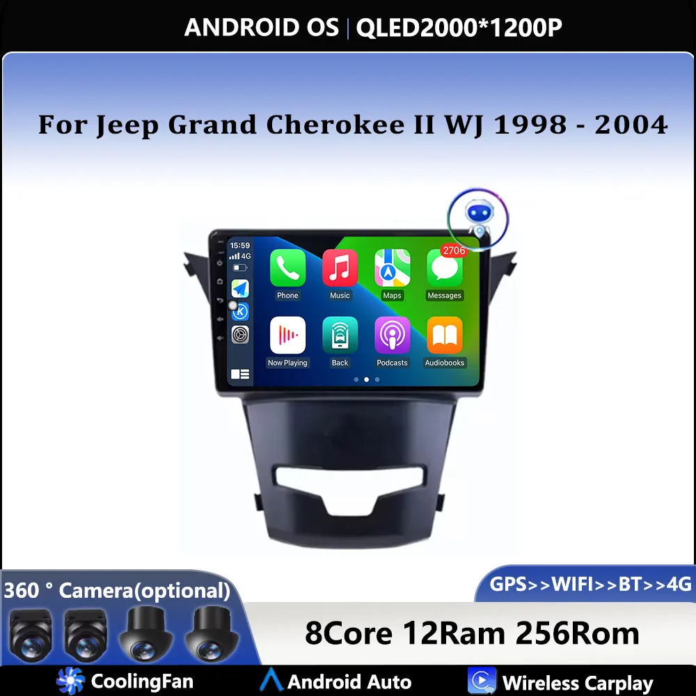 Android Carplay Auto для Jeep Grand Cherokee II WJ 1998-2004 Автомобильный радиоприемник с навигацией GPS