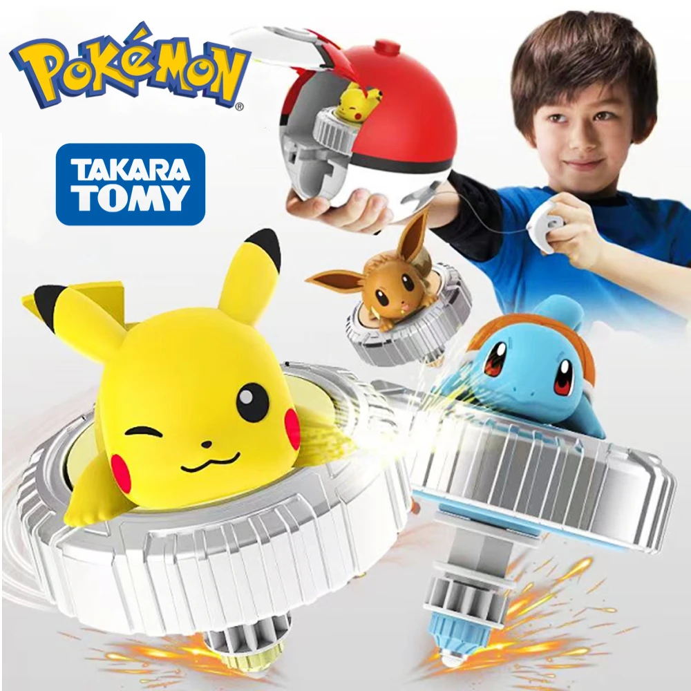 

2023 New Pokemon Rotary Gyro Launcher Beyblade Burst Cartoon Pikachu Mew Eevee Metal Gyro Toys Christmas Gift for Children