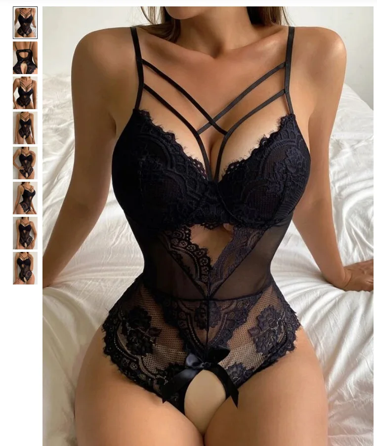 

Women Lingerie Lace Bodysuit Sexy Lingerie Sleepwear Mesh Lace Floral See-through Teddies Catsuit Erotic Costumes Underwear