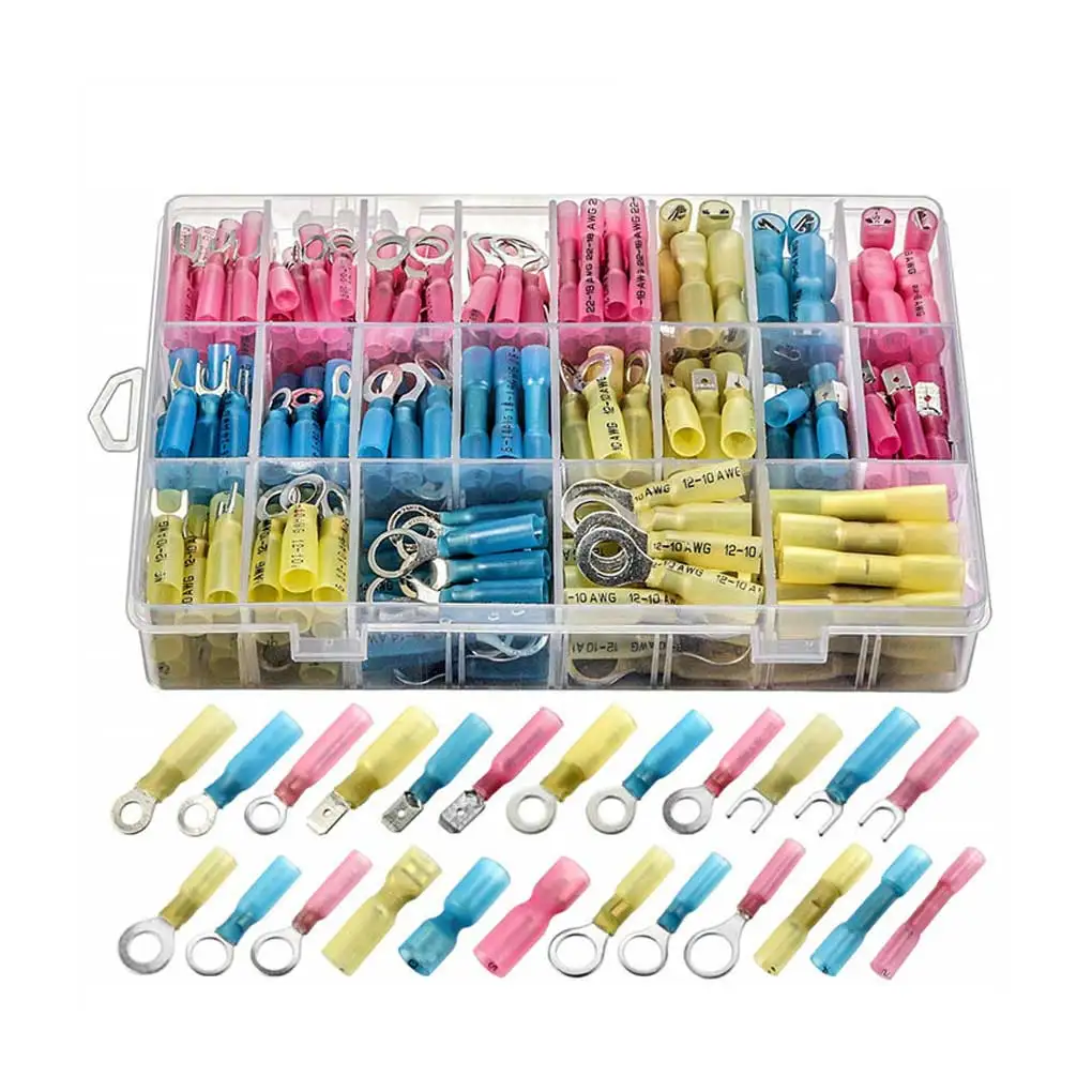 

240 Pieces Set Wire Shrinking Tube Heats Shrink Connectors Electronic
