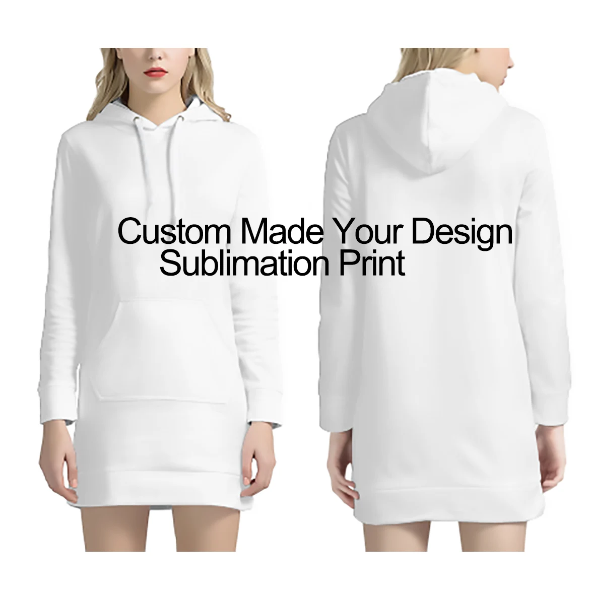 

Custom Made On Your Demand Subliminal Print Long Hoody Dress Dropshipping