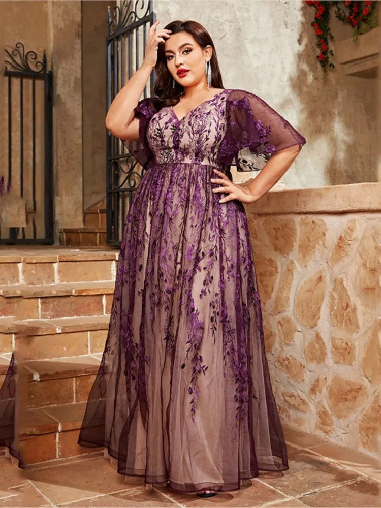 Летнее платье трапециевидной формы больших размеров женское сетчатое лоскутное