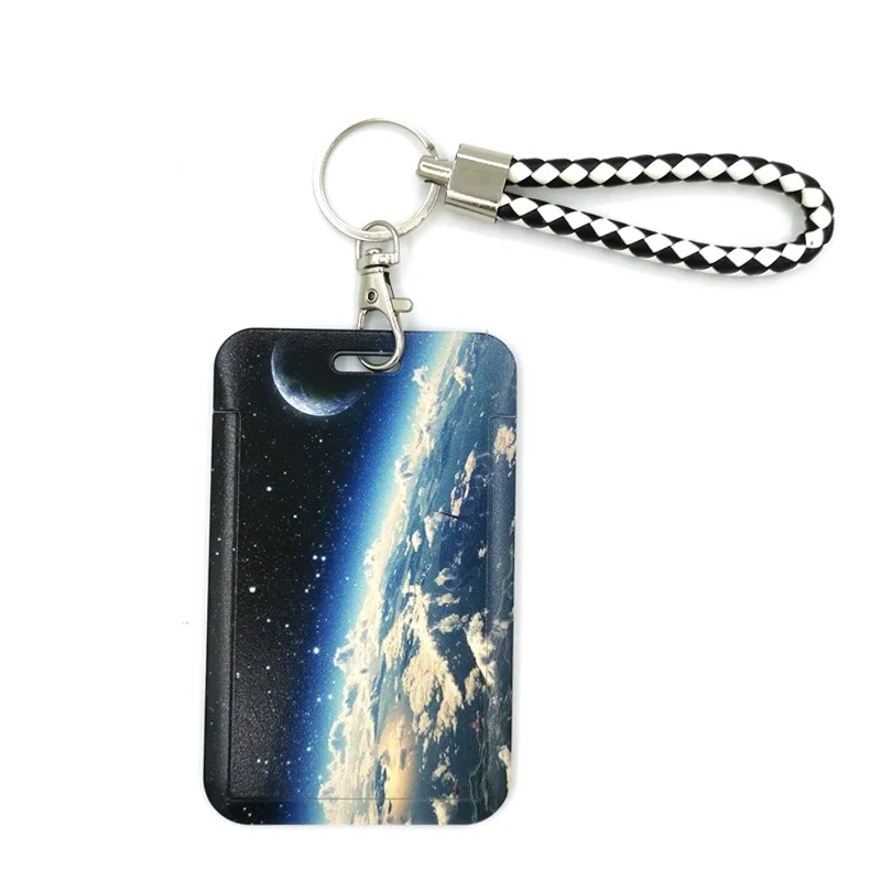 

Astronaut Universe Moon Earth Fashion Women Card Holder Lanyard Colorful Badge Reel Nurse Doctor ID Card Clips Badge Holder