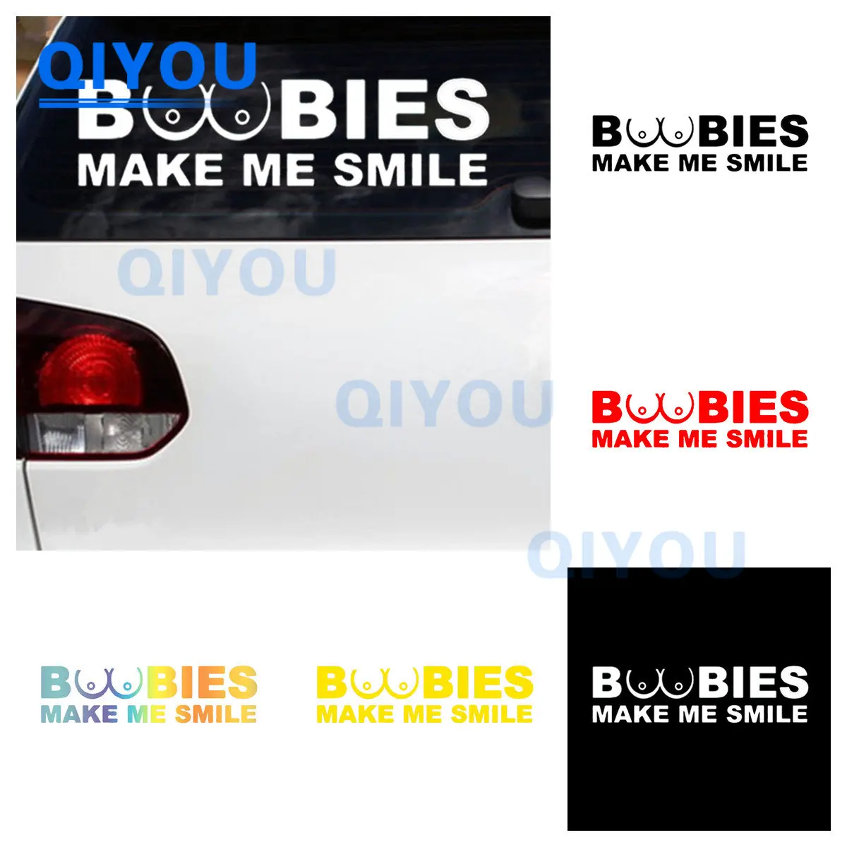 Креативная Водонепроницаемая Автомобильная наклейка BOOBIES MAKE ME SMILE, вырезанная виниловая наклейка, подходит для ПВХ наклеек на колесиках