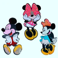 1 piece of mickey mouse sequin patches to sew on girls clothes fashion disney print decorative accessories diy costumes