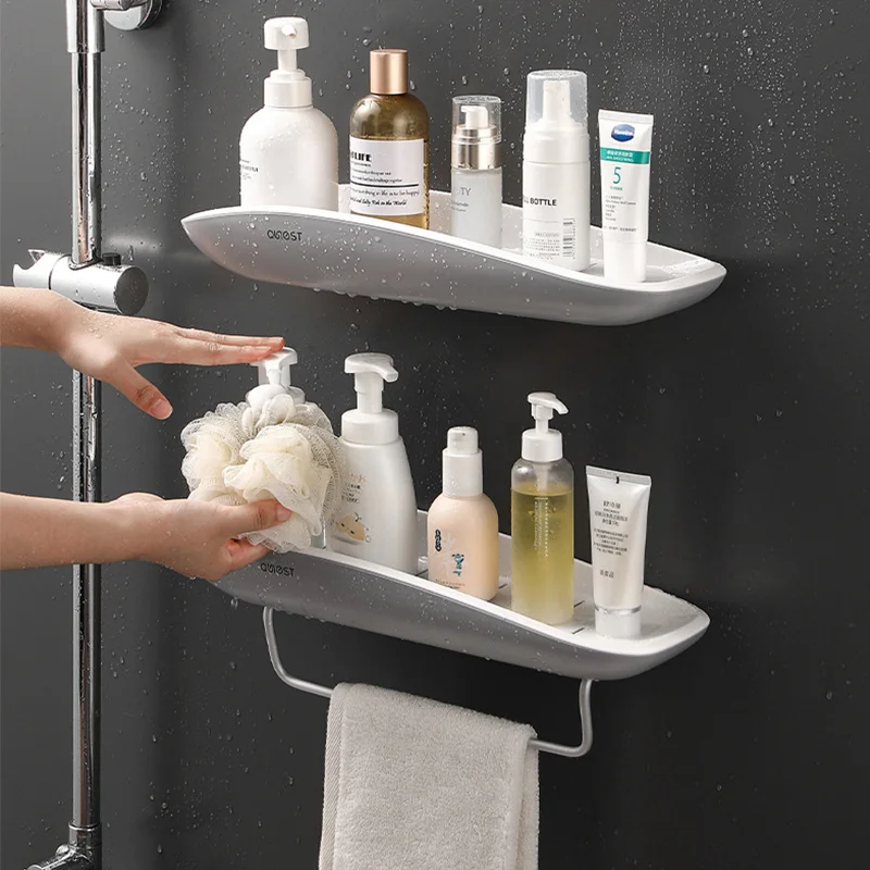 

Bathroom Shelves Shower Wall Shelf Shampoo Storage Rack Towel Holder Bathroom Organizer Kitchen Accessorie Without Drilling