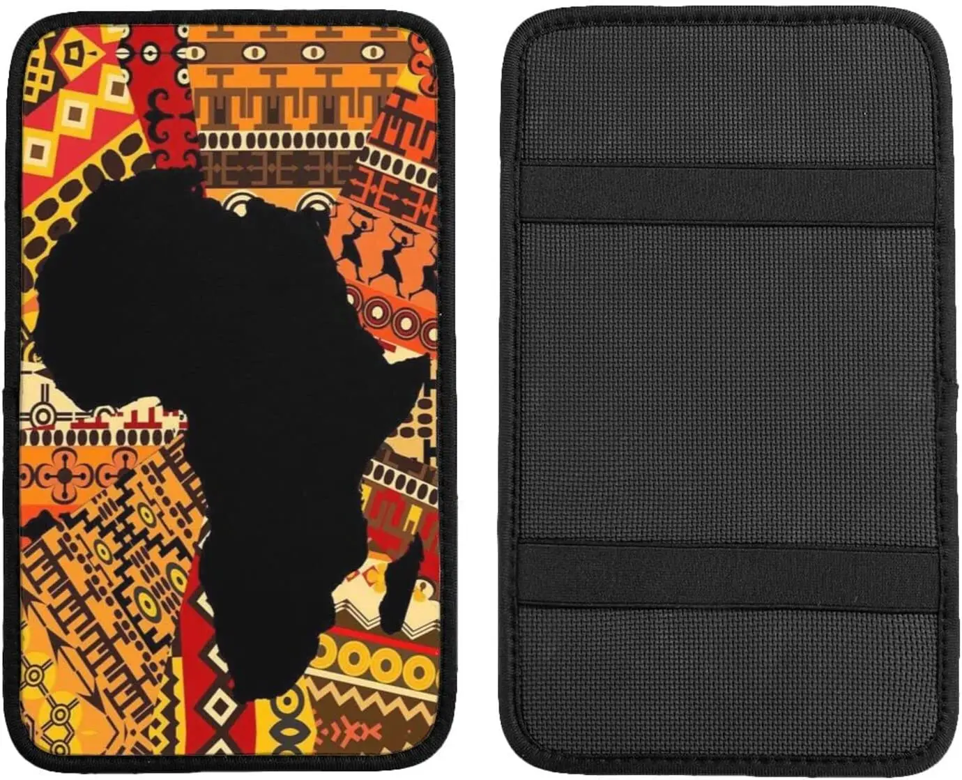 

Vehicle Center Console Armrest Cover Pad, African Map Ethnic Pattern Print Soft Comfort Car Handrail Box Cushion Universal Fit f