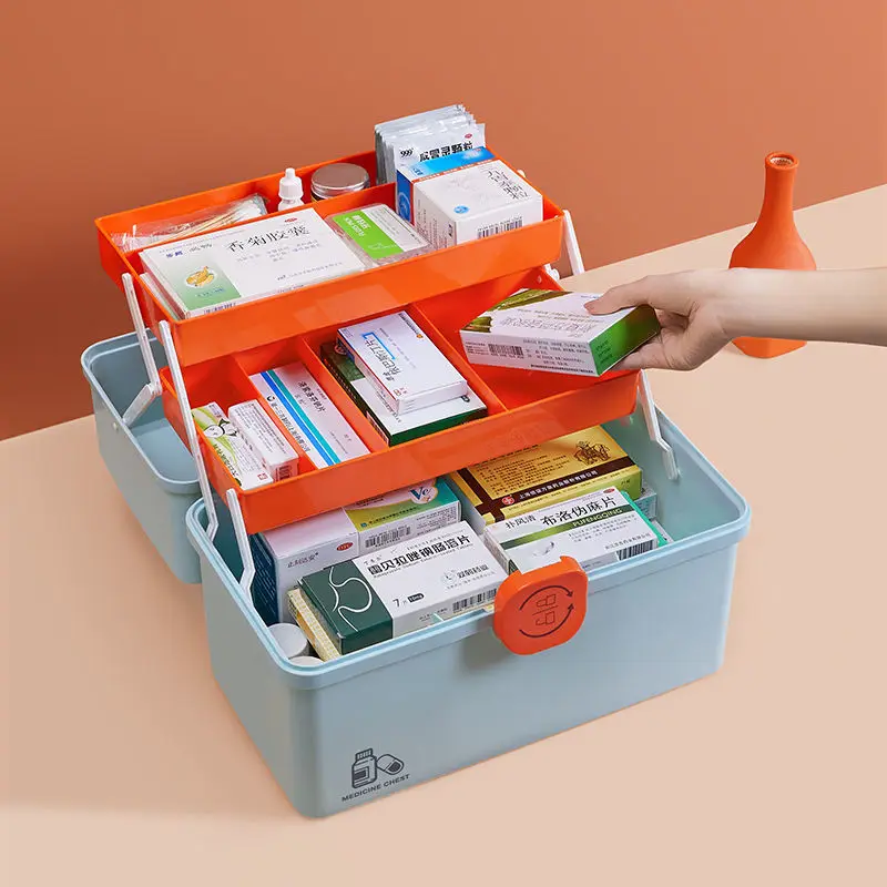 

Бытовая многофункциональная прозрачная складная коробка для лекарств, вместительная коробка для хранения, чемодан, органайзер для первой ...
