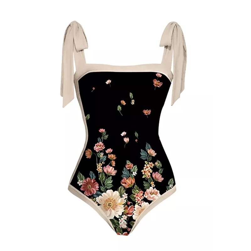MUOLUX 2023 Vintage Swimsuit One-Piece Floral Print Swim Skirt Women Cover Up Swimwear Summer Beachwear Brazilian Swimming Suit