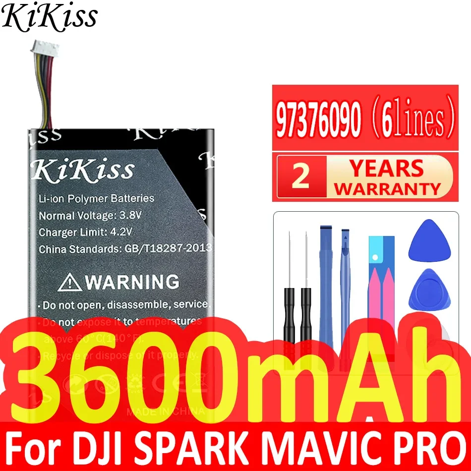 

3600mAh KiKiss Powerful Battery SPARK 97376090 For DJI SPARK, MAVIC PRO, MAVIC AIR Remote Controller Accumulator 6-wire Plug