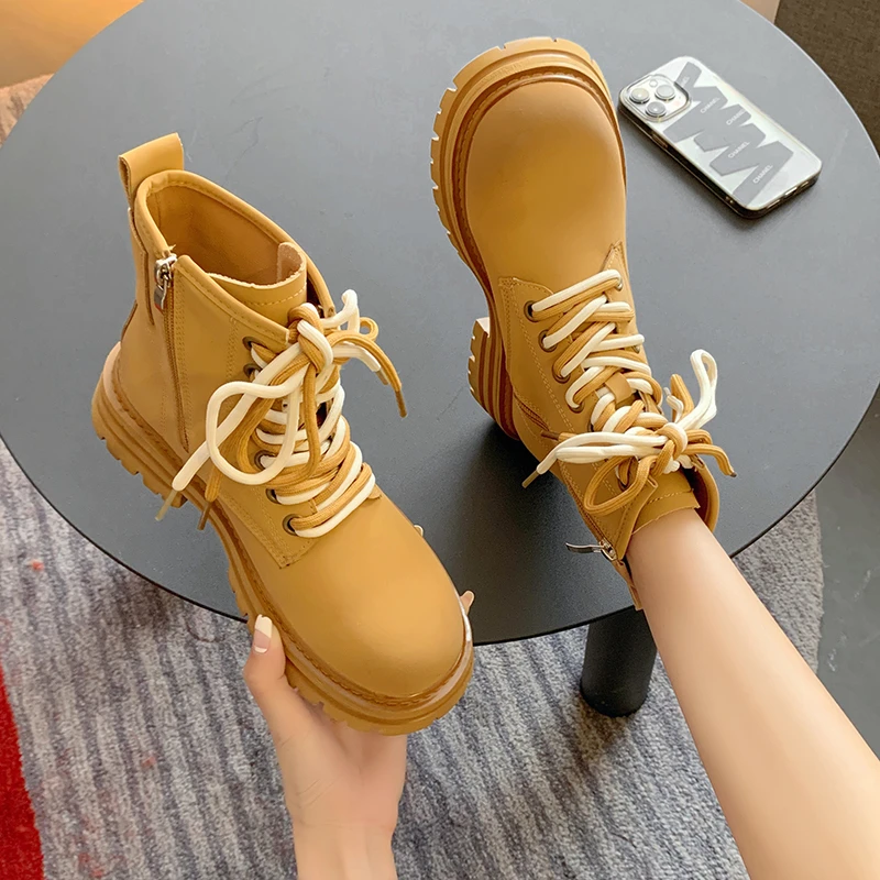 

2023 winter women's short boots ladies desert boots shoes oblique zipper casual high-top flat shoes Zapatos De Mujer thigh high