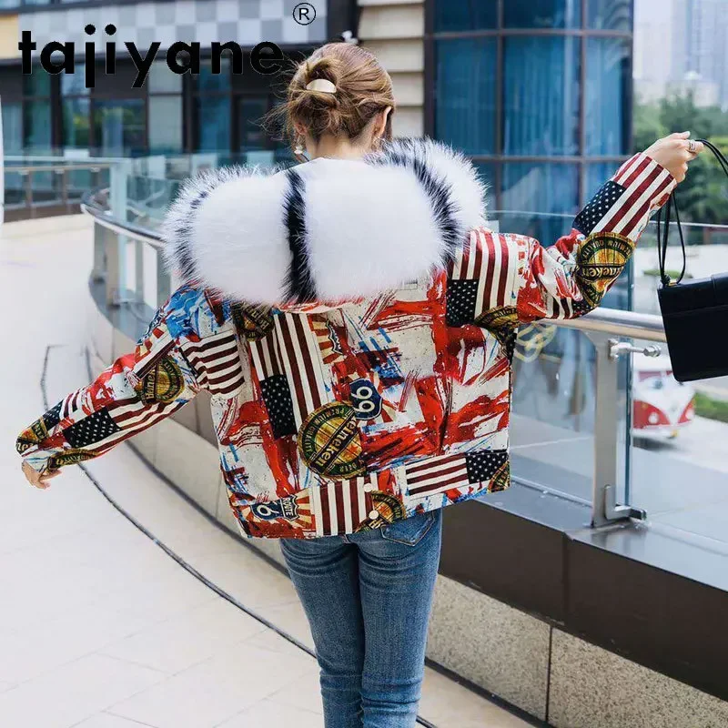 Зимнее пальто Tajiyane Женская куртка на белом утином пуху Воротник из натурального