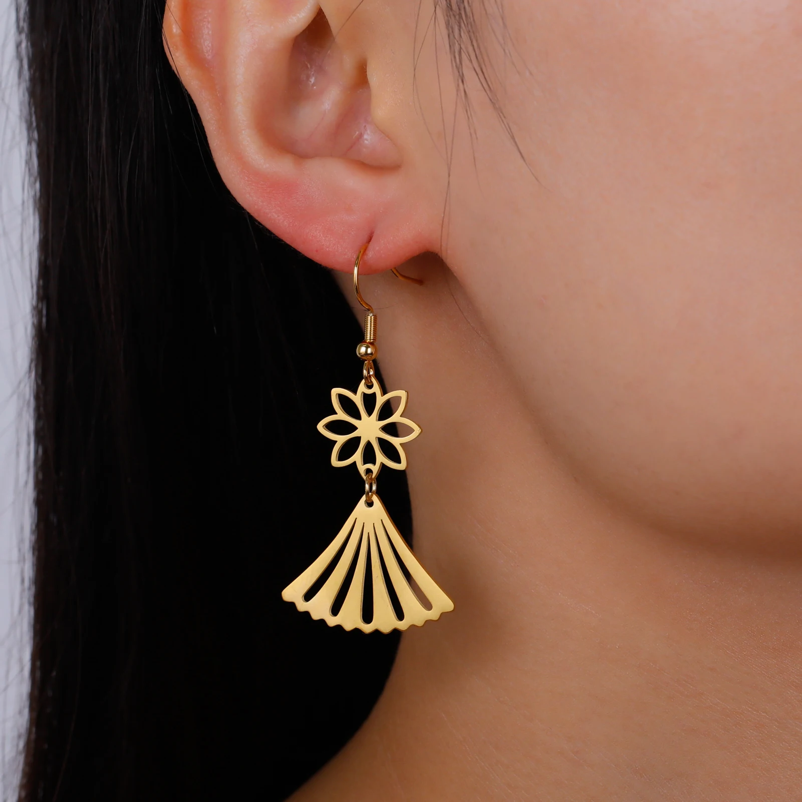 Skyrim Богемные серьги-подвески в форме цветка женские серьги из нержавеющей стали