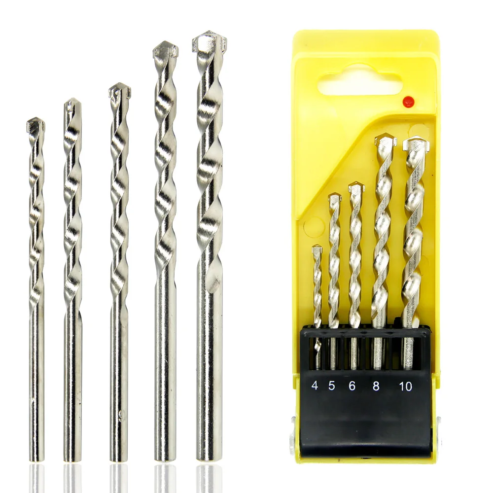 

4-10mm HSS Twist Drill Bit Set High Speed Steel Titanium Coated Drill Bits Straight Shank Masonry Concrete Tile Wall Drilling