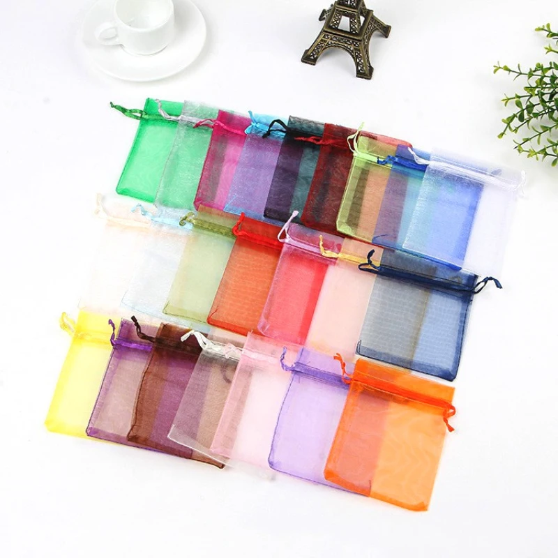

50Pcs/lot Organza Bag Jewelry Packaging Gift Candy Wedding Party Goodie Packing Favors Cake Pouches Drawable Bags Present